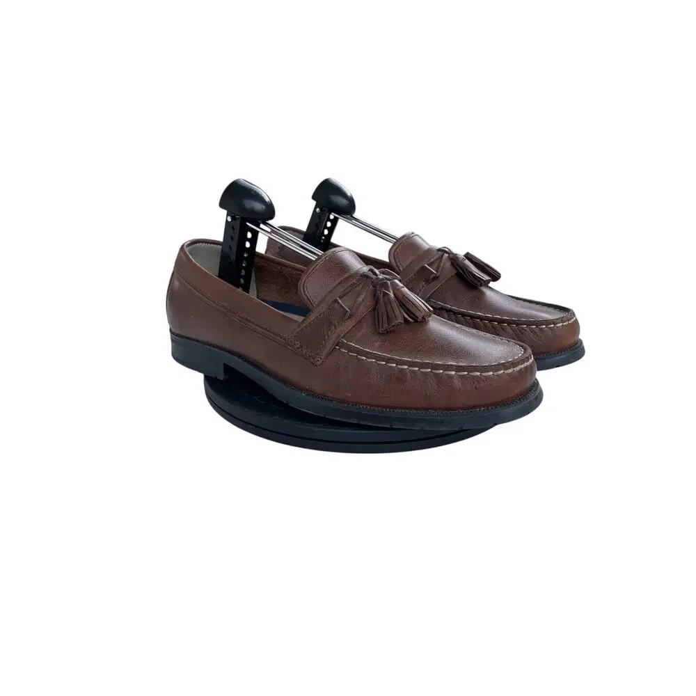 Mens Bass Adams II Brown Leather Tasseled Loafers Size 9M Brown Black